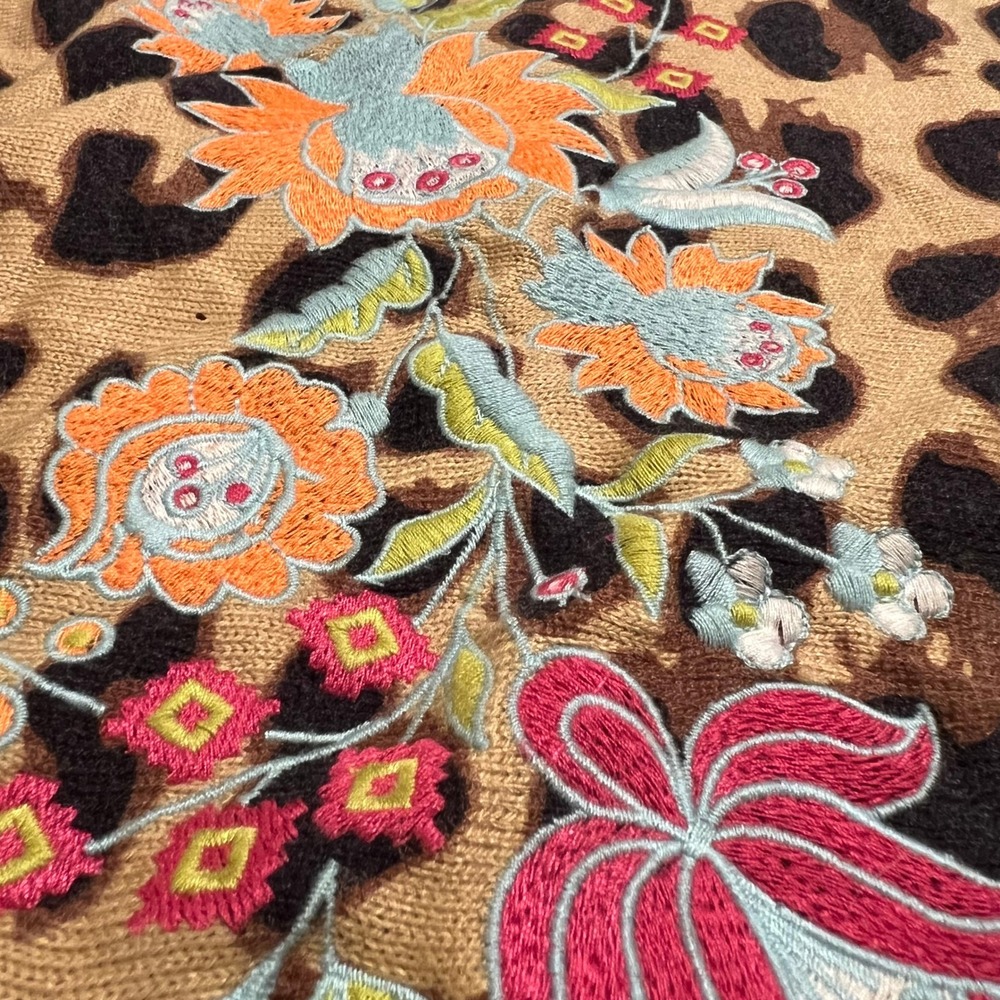 Crazy Train Leopard & Multicolor Fringe Kimono Vest - Picture 3 of 7